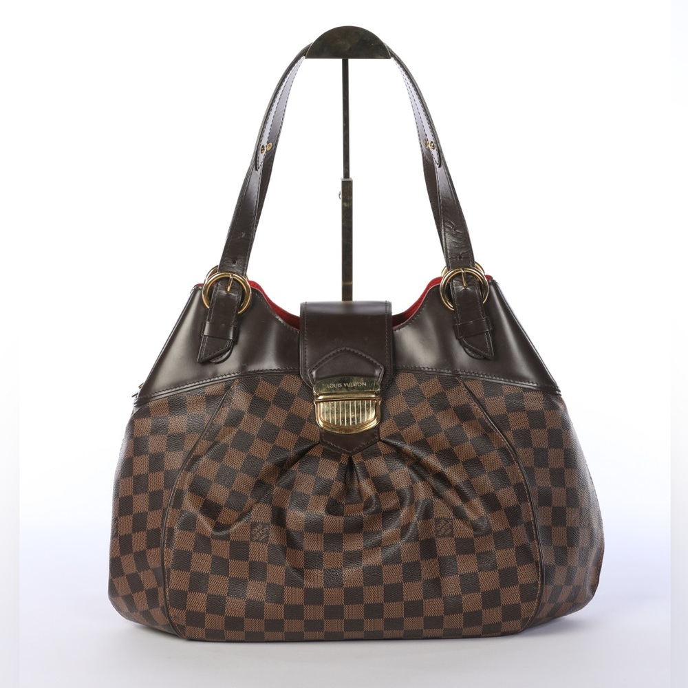 Louis Vuitton Brown Damier Ebene Sistina GM Handbag with Brass Buckle